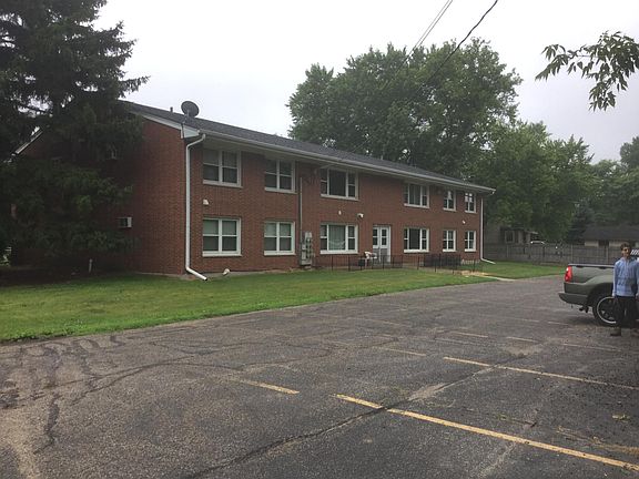 Rear view of building and parking lot