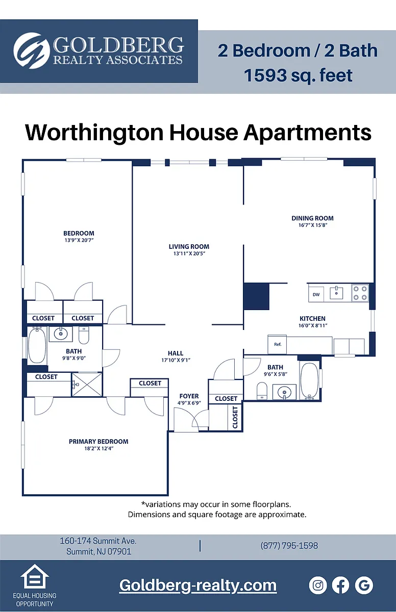 Floor plan Two Bed-Two Bath w/ Dining Room