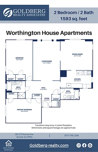 Floor plan Two Bed-Two Bath w/ Dining Room