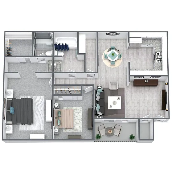 Floor plan B2: 2 Bed 2 Bath