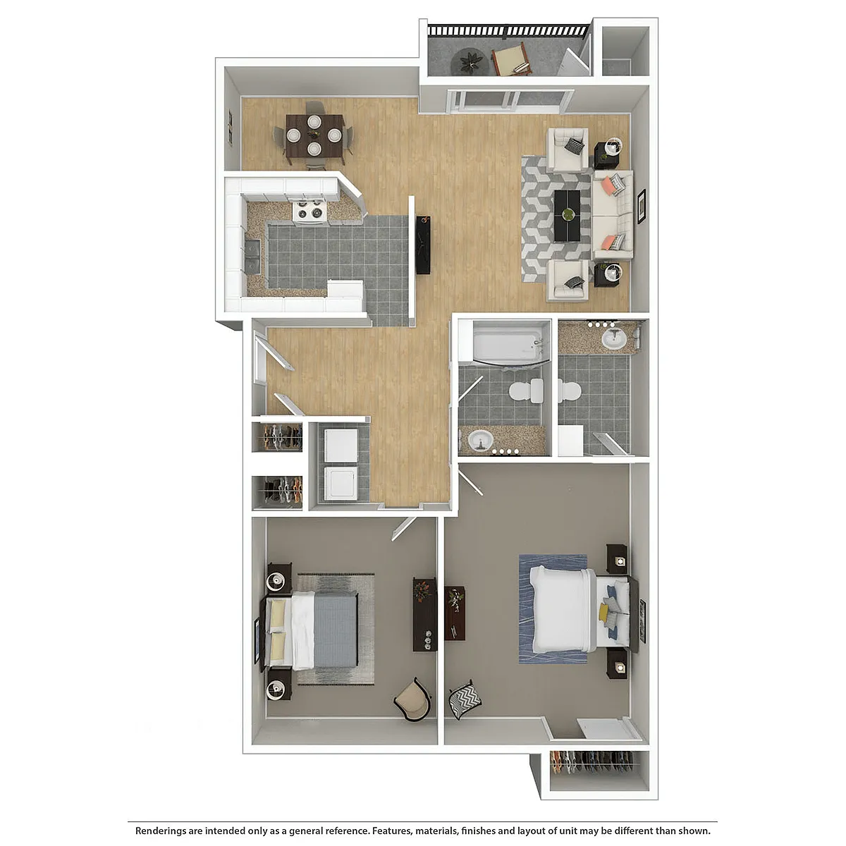 Floor plan 2 Bedroom, 2 Bath