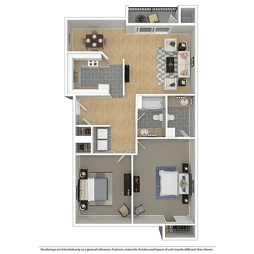 Floor plan 2 Bedroom, 2 Bath