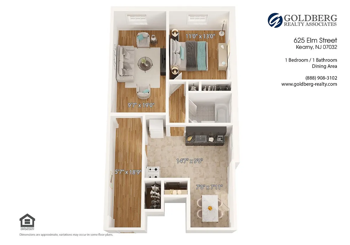 Floor plan One Bedroom w/ Dining Area