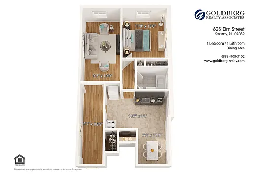 Floor plan One Bedroom w/ Dining Area