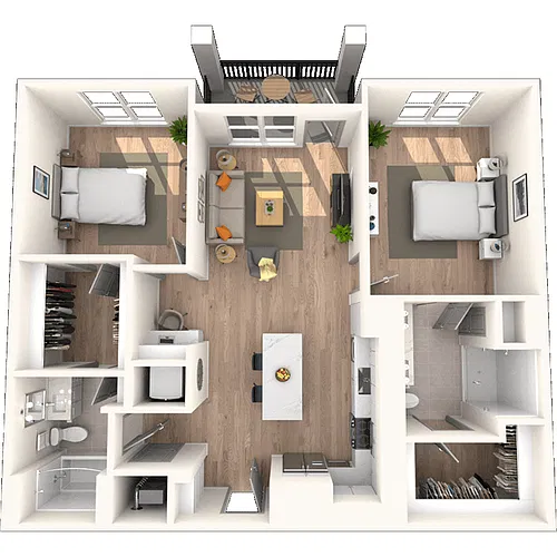 Floor plan B2 2x2 1165 SF-FP