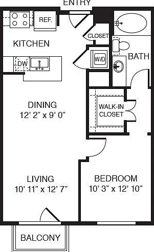 WaterWall Place - A2 - 1 Beds - 1 Baths - 706 Sq. ft.