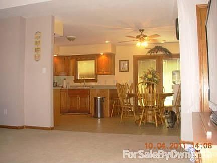 Dining room and kitchen area