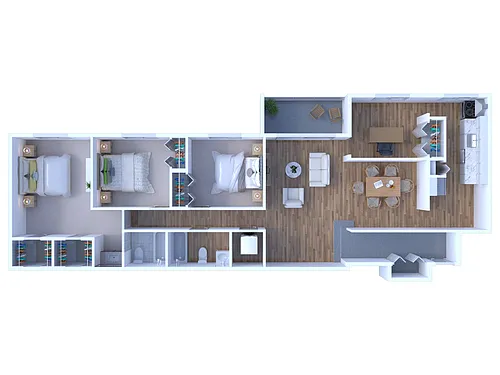 Floor plan 3 Bed 2 Bath DLX