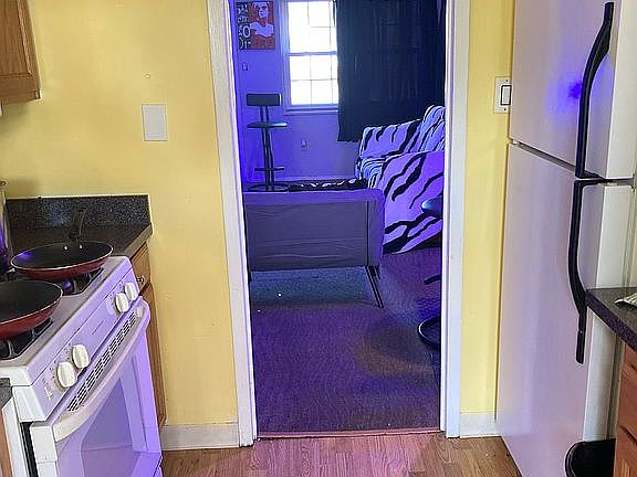 Kitchen into living area