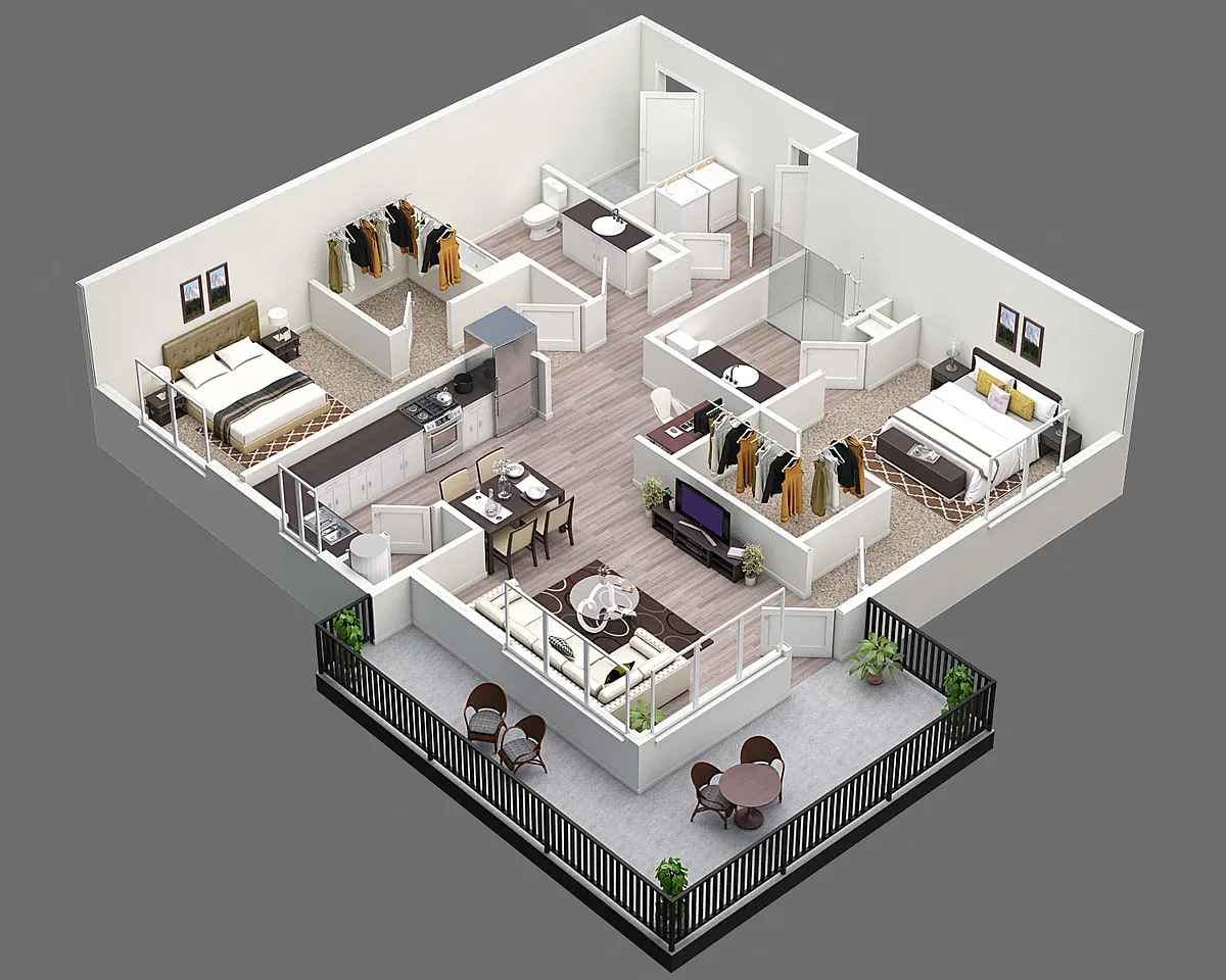 Floor plan Two Bed Two Bath A
