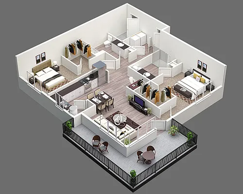 Floor plan Two Bed Two Bath A