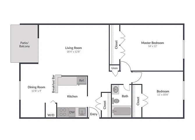 Floor plan 2 Bedroom 1 Bath