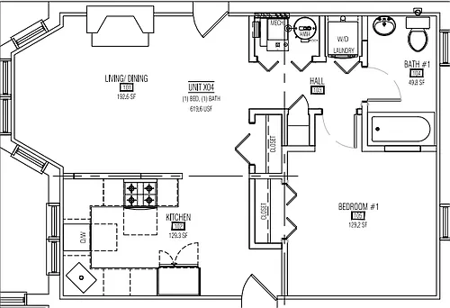 Floor plan One Bed One Bath