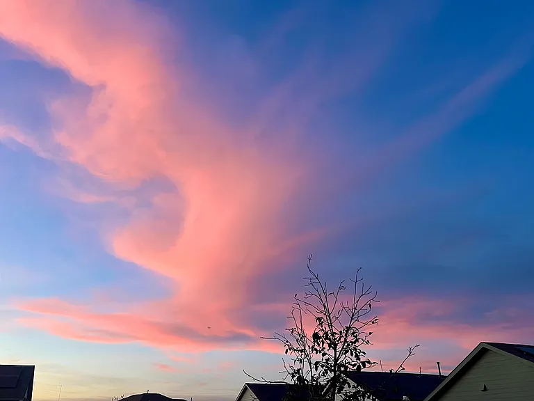 Evening orange sunsets and pink skies.