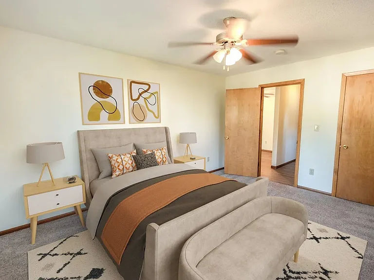 Welcome to Central Lakes of Uptown, where modern comfort meets stylish living. This beautifully designed bedroom features soothing colors and spacious layouts. Don't miss your chanceschedule a tour today!
