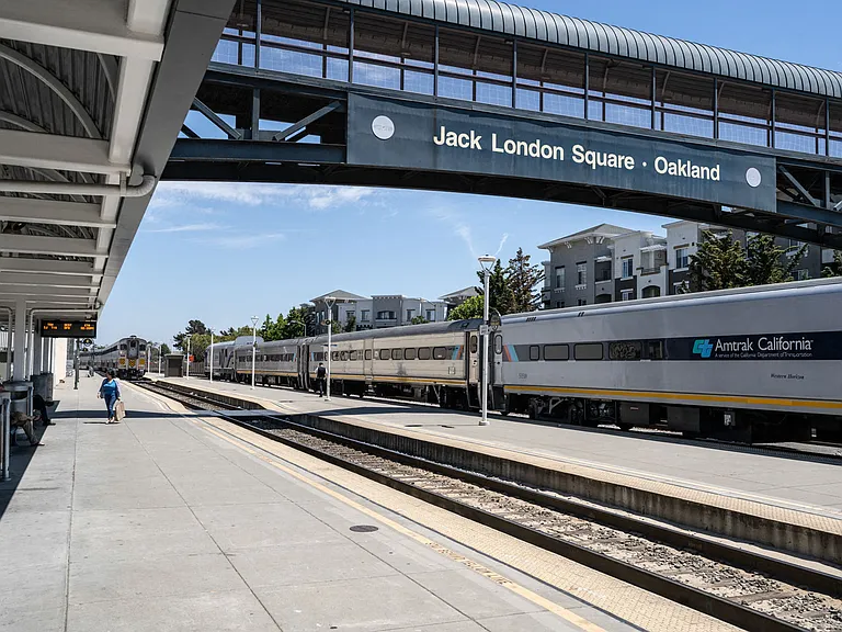 The BART, Amtrak, SF Ferry and the B shuttle are all within walking distance