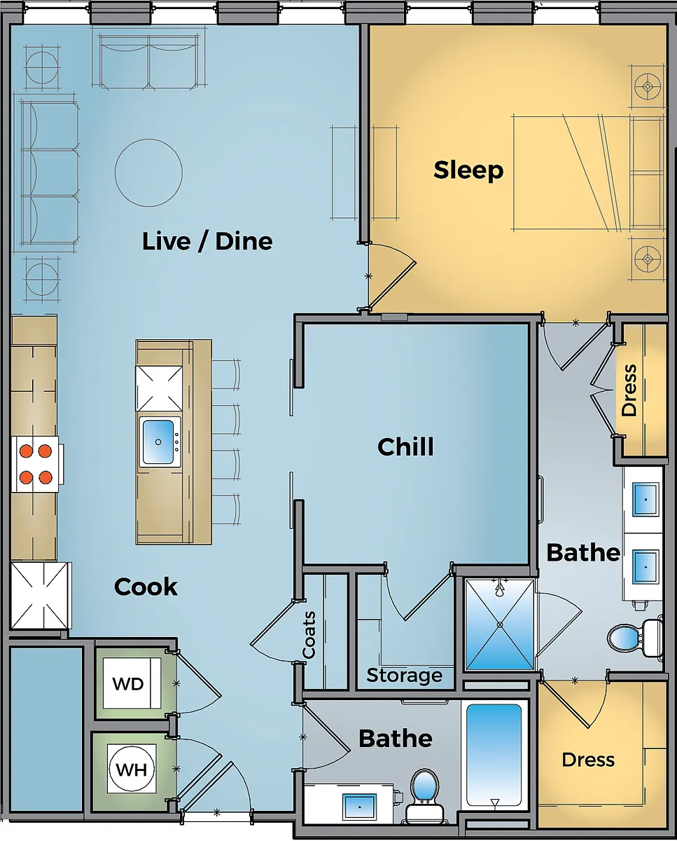 Floor plan B4 - 1 Bed + Office