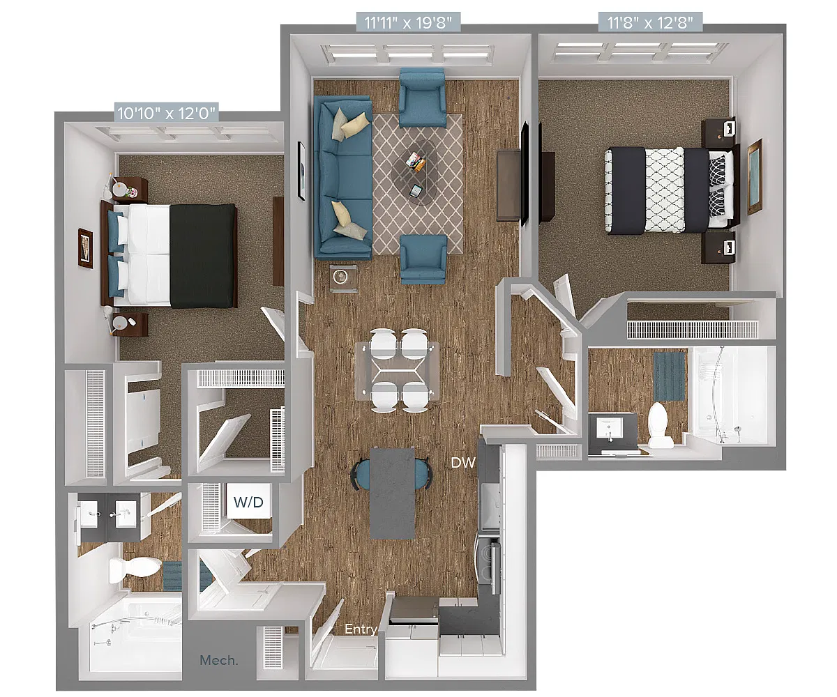 Floor plan B1-D2-1019