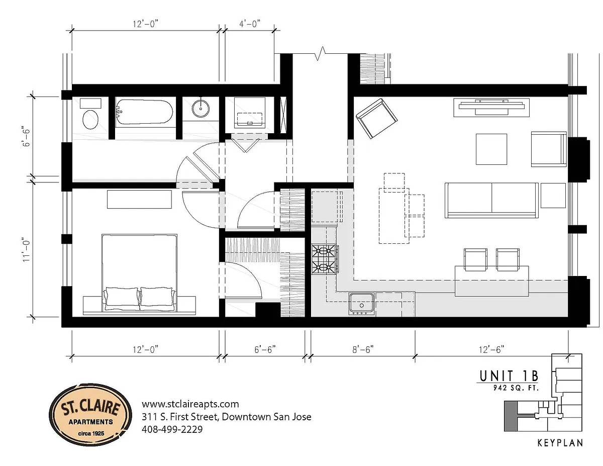 Floor plan Gallery 1 Bedroom