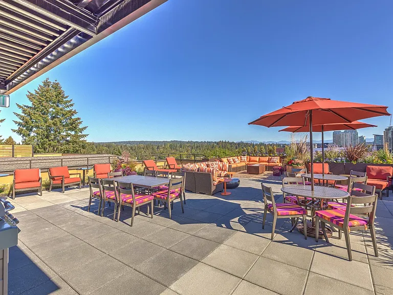 Lux's beautiful rooftop lounge includes ample seating, propane grills and beautiful views to delight your guests.