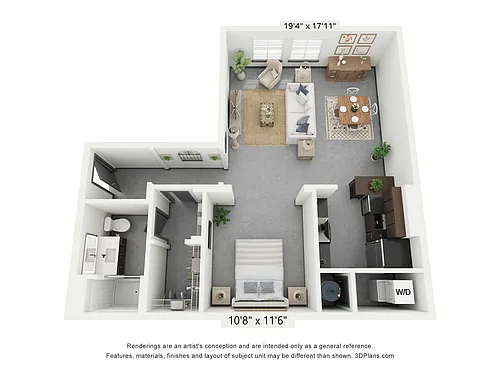 Floor plan Open 1x1 D