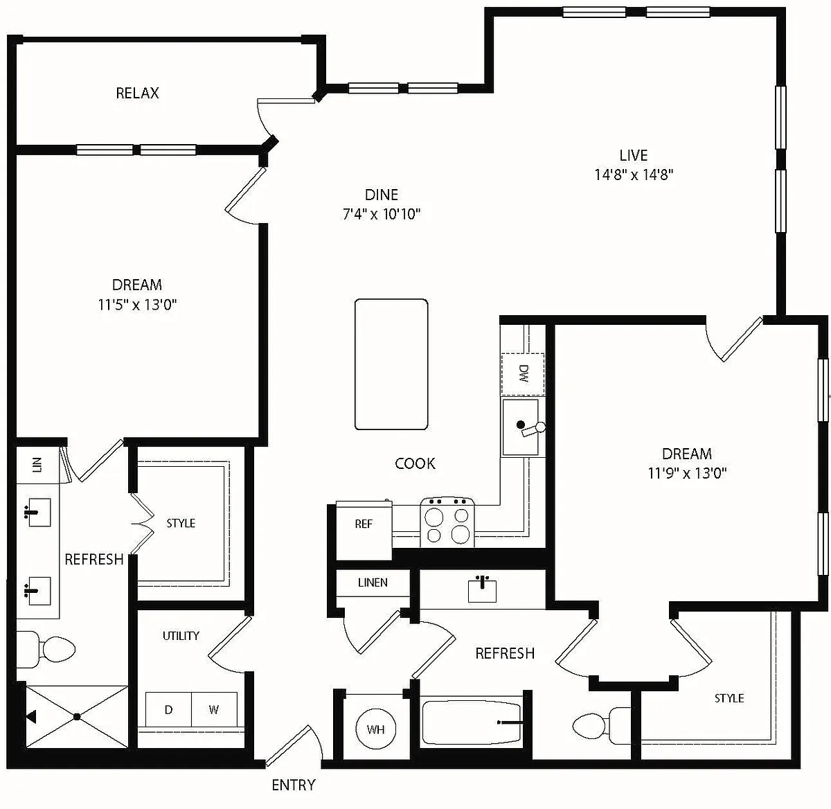 Floor plan B2 - 2X2