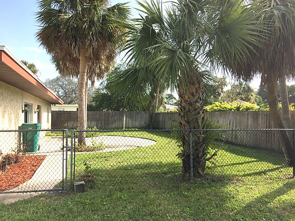 Large patio in backyard