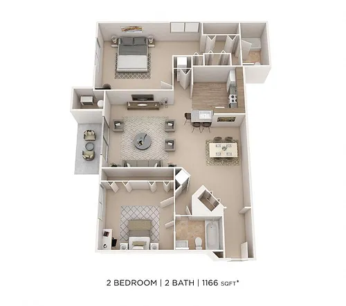 Floor plan Two Bedroom 2 Bath