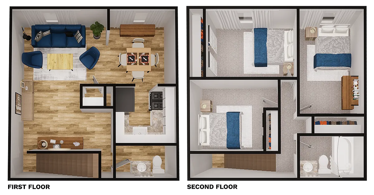 Floor plan 3x1.5 - 1166 sqft - Classic