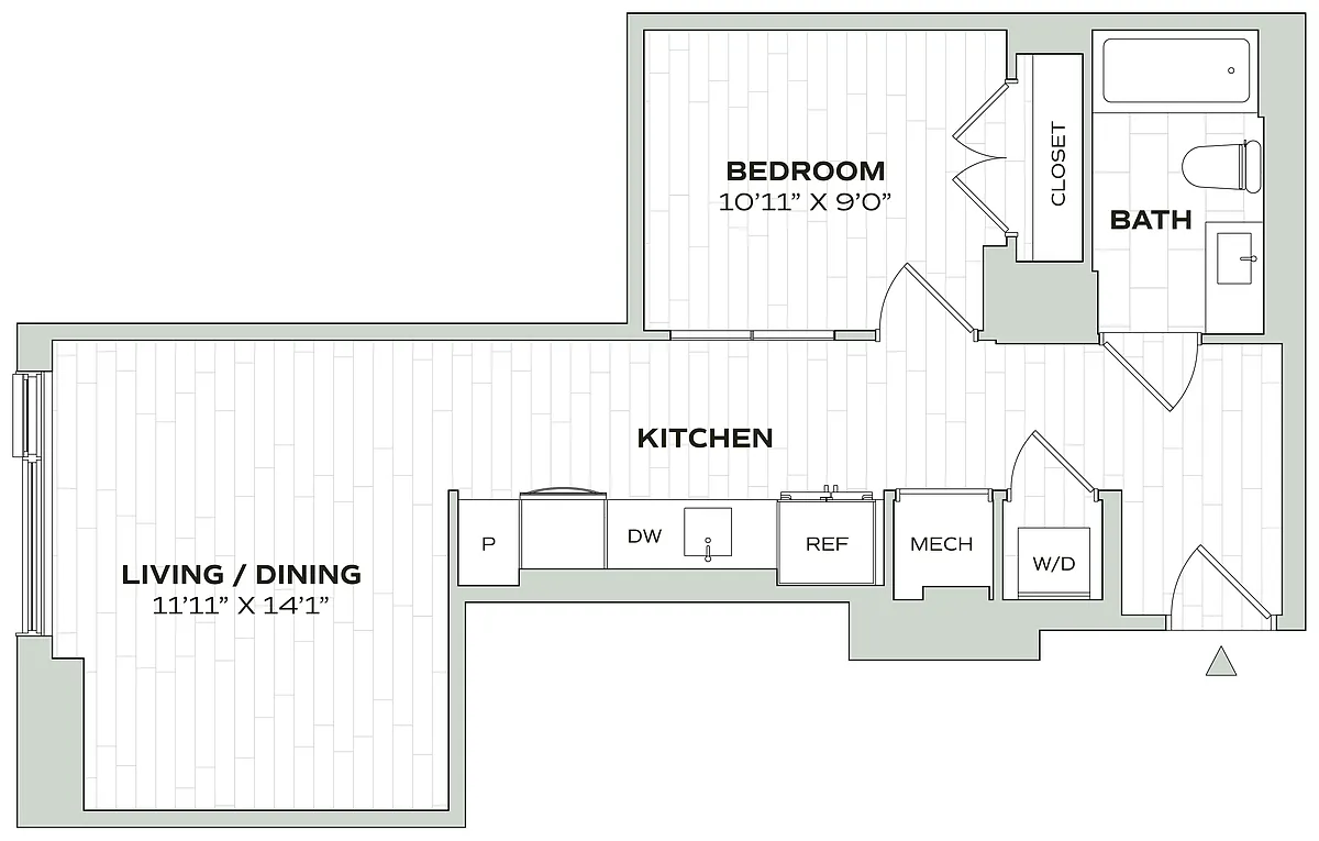 Floor plan 1 Bed/1 Bath Jr - Alula - A14