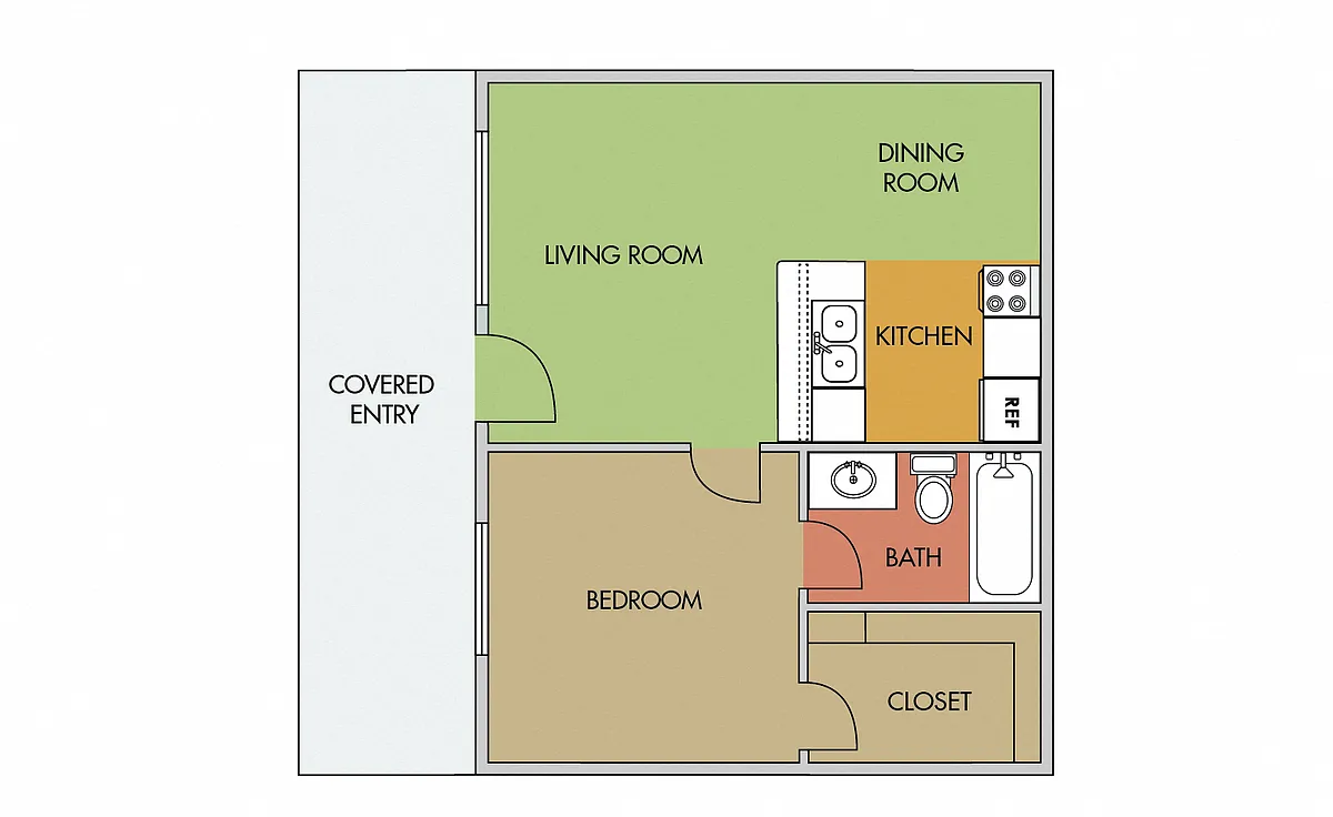 Floor plan One Bedroom One Bath