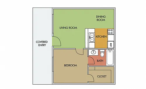 Floor plan One Bedroom One Bath