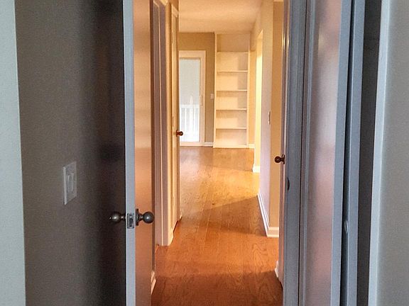 View from master to living room , storage closet on left in