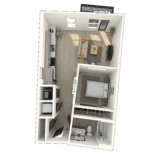 Floor plan S3 0x1 665 SF-FP