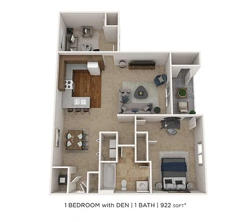 Floor plan One Bedroom w/ Den
