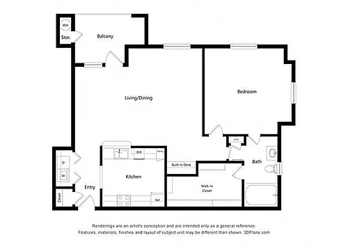 Floor plan One Bedroom (A5)