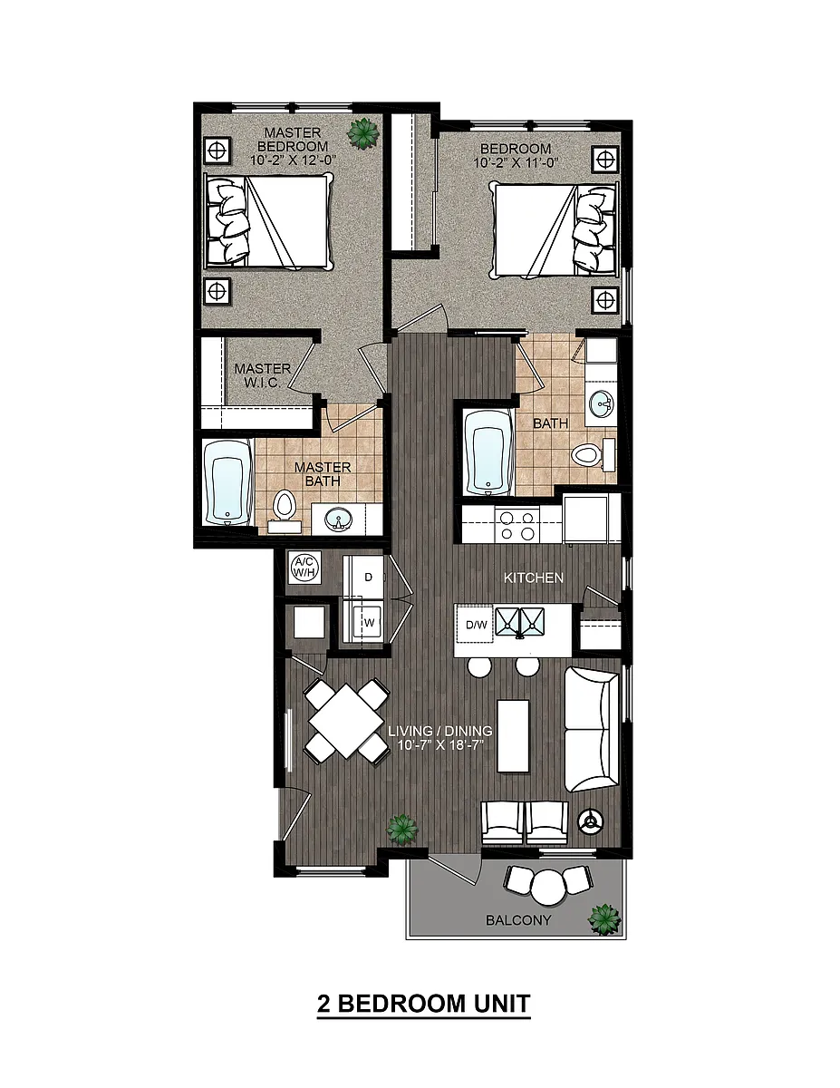 Floor plan Two Bedroom Two Bath