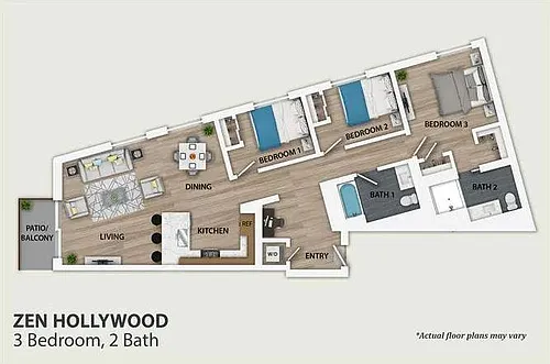 Floor plan 3 Bedroom 2 Bath