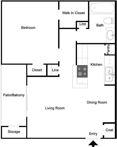 Floor plan 1 Bedroom 1 Bath
