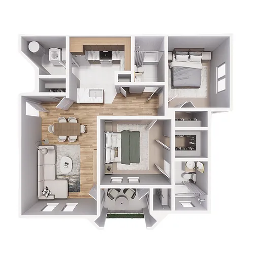 Floor plan 2x2 865sf Classic - B1