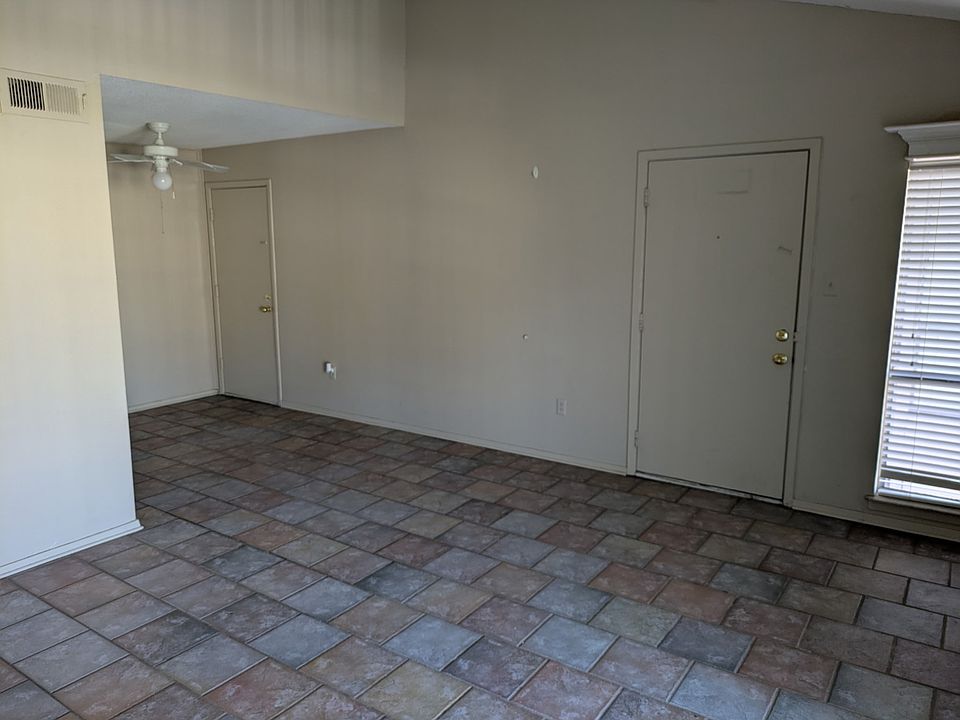 view from living room of exit doors.