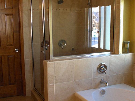 Remodeled master bath with over-sized, dual-headed shower!