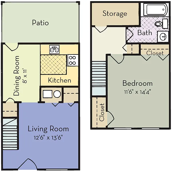 Floor plan One Bedroom Townhome
