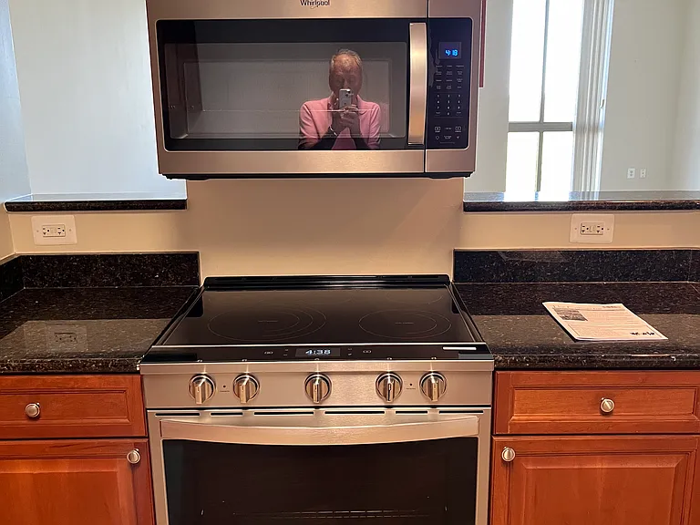 New glass top range with overhead microwave / light / ventilation fan combo