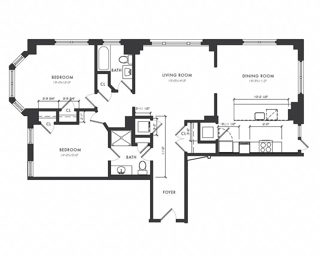 Floor plan Residence F - 2 Bedroom Executive
