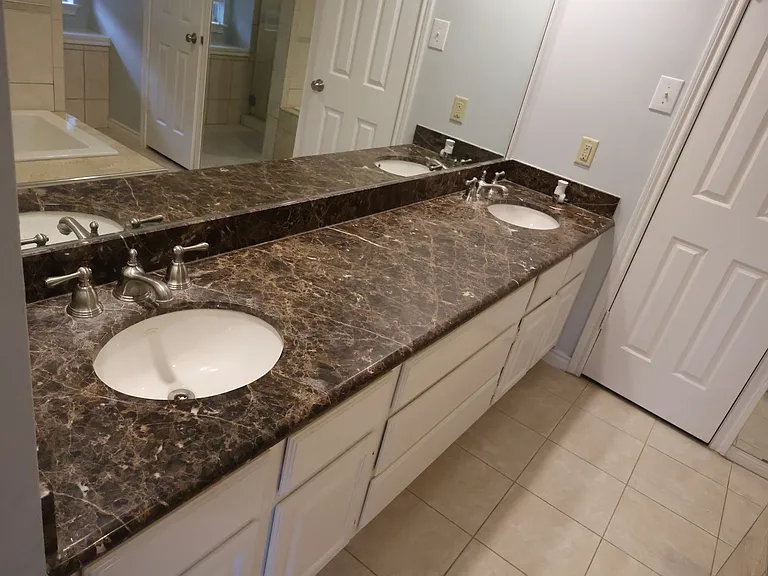 Twin sinks in the master bath.