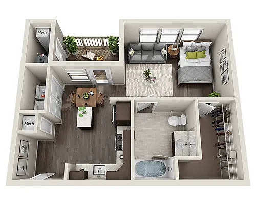 Floor plan E1B (0x1)