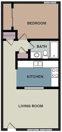 Floor plan Colonial: 1B - 1 Bedroom