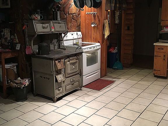 Old cook stove in kitchen 