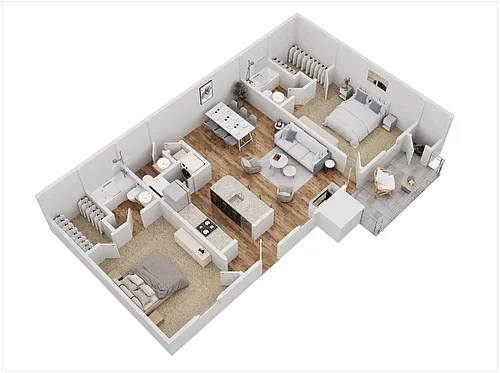 Floor plan 2 Bed, 2.5 Bath